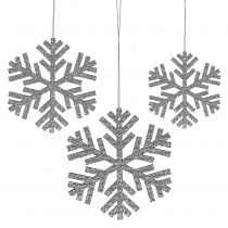 Fiocchi di neve da sospendere Colore argento Ø8cm - Ø12cm 9 pezzi