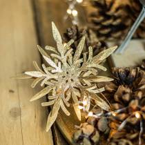 Prodotto Fiocco di neve effetto 3D oro 16 cm x 15,5 cm 2 pz