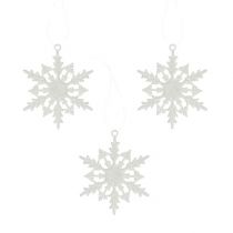 Fiocco di neve da appendere 7cm bianco con glitter 36pz