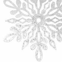 Prodotto Fiocco di neve da appendere 14,5cm trasparente, glitter 12pz
