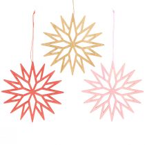 Prodotto Decorazione fiocco di neve decorazioni per albero in legno arancione 15 cm 8 pz