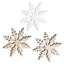 Prodotto Shaker decorativi fiocchi di neve in legno naturale bianco Ø3cm 48 pz