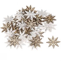 Prodotto Shaker decorativi fiocchi di neve in legno naturale bianco Ø3cm 48 pz