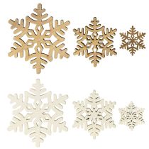 Prodotto Decorazione in legno con fiocchi di neve, bianchi, naturali, 3/5/7 cm, assortiti, 36 pezzi