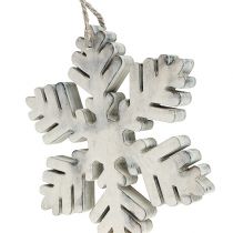 Prodotto Fiocchi di neve in legno di colore bianco-grigio. 7-12 cm 6 pezzi