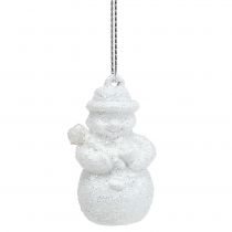 Prodotto Decorazioni da sospendere Pupazzo di neve bianco scintillante 4,5 cm 12 pezzi