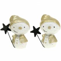 Prodotto Figura decorativa pupazzo di neve bianco/oro 7,5 cm 4 pezzi