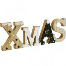 Scritta XMAS in legno in piedi scritta in legno natura 41,5 cm
