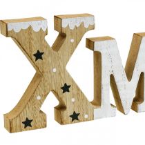 Scritta XMAS in legno in piedi scritta in legno natura 41,5 cm