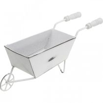 Mini carriola, decorazione da tavola, decorazione estiva shabby chic marrone, bianco H7.5cm L25cm