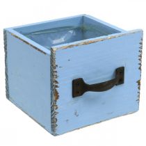 Prodotto Cassettiera portavasi in legno azzurro shabby 12,5×12,5×10cm