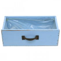 Prodotto Cassettiera per piante in legno azzurro cassetta per piante shabby chic 25×13×8 cm