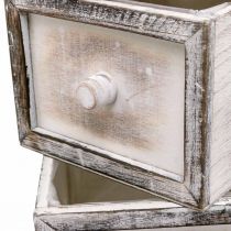 Prodotto Fioriera cassetto in legno effetto antico crema 24/20/16/12 cm set di 4