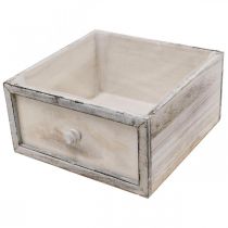 Prodotto Fioriera cassetto in legno effetto antico crema 24/20/16/12 cm set di 4