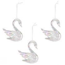 Prodotto Figure decorative natalizie a forma di cigno, acrilico, 8,5x4x10cm, 3 pezzi