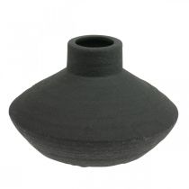 Vaso in ceramica nera vaso decorativo bulboso piatto H10cm