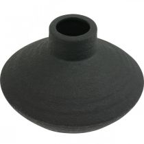 Vaso in ceramica nera vaso decorativo bulboso piatto H10cm