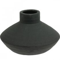 Vaso in ceramica nera vaso decorativo bulboso piatto H12,5cm