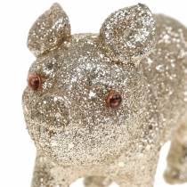 Maialino decorativo glitter champagne 10cm 8 pezzi