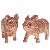 Maialino Rosa con paillette 10cm 8 pezzi