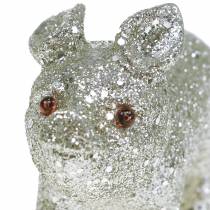 Maialino Argento con paillette 10 cm 8 pezzi