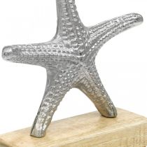 Stella marina in metallo, decoro marittimo, scultura decorativa argento, colori naturali H18cm