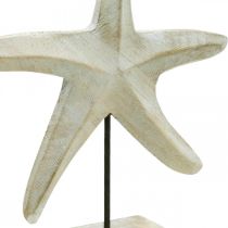 Stella marina in legno, scultura decorativa marittima, decorazione mare colori naturali, bianco H28cm