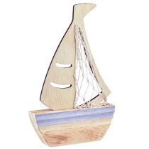 Prodotto Supporto decorativo per barca a vela in legno azzurro naturale 25,5×16,5 cm 3 pz