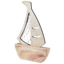 Prodotto Supporto decorativo per barca a vela in legno azzurro naturale 25,5×16,5 cm 3 pz