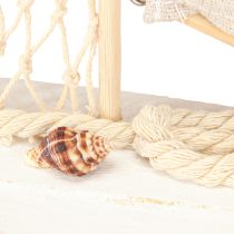Prodotto Decorazione barca a vela in legno di pino su base bianco naturale H39cm