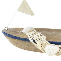 Prodotto Nave decorativa in legno barca a vela vintage con conchiglie H22cm 2 pezzi
