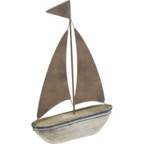 Prodotto Deco barca a vela legno ruggine decorazione marittima 16×25 cm