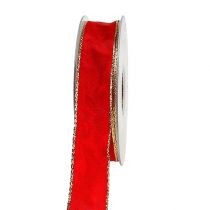 Prodotto Nastro di seta rosso con bordo oro 25mm 25m