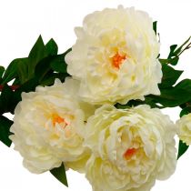 Fiore di seta peonia artificiale bianco crema 135 cm