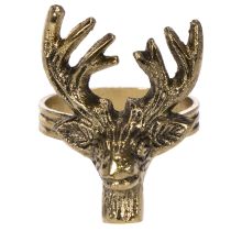 Prodotto Anello portatovagliolo in metallo con testa di cervo effetto oro, 6 cm, 4 pezzi