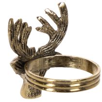 Prodotto Anello portatovagliolo in metallo con testa di cervo effetto oro, 6 cm, 4 pezzi