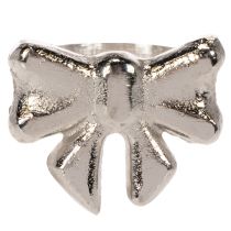 Prodotto Anello portatovagliolo a forma di fiocco, in metallo, argento lucido, 5 cm, 4 pezzi