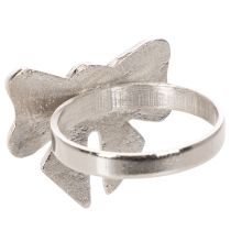 Prodotto Anello portatovagliolo a forma di fiocco, in metallo, argento lucido, 5 cm, 4 pezzi