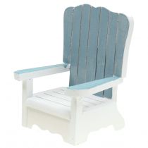 Sedia decorativa in legno bianco-turchese-grigio H16cm