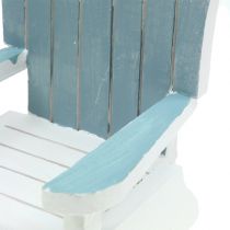 Sedia decorativa in legno bianco-turchese-grigio H16cm