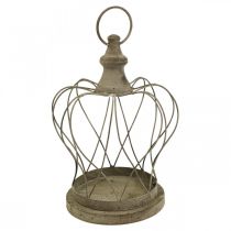 Shabby Chic Deco Crown Corona rustica in metallo da appendere H27cm