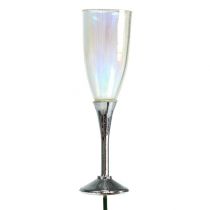 Decorazione di capodanno tappo in vetro champagne argento 7,5 cm L27 cm 12 pezzi