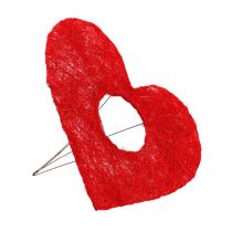 Polsino a cuore in sisal 20 cm cuore rosso decorazione floreale in sisal 10 pezzi