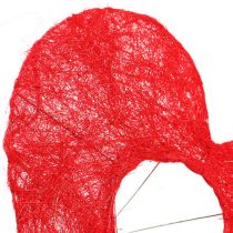Polsino a cuore in sisal 20 cm cuore rosso decorazione floreale in sisal 10 pezzi