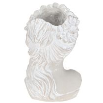 Prodotto Scultura busto femminile in pietra fusa, vaso grigio antico 15×14×25cm