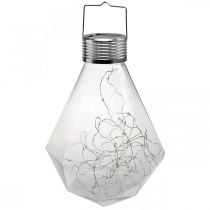 Diamante Lampada Solare Balcone Lanterna LED Luce Decorazione Giardino Bianco Caldo H31cm Ø22cm