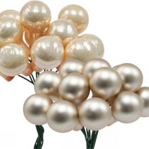 Prodotto Mini palline di Natale su filo oro, crema Ø1,5cm 140 pz
