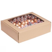 Prodotto Bacche a specchio natalizie in vetro rosa albicocca Ø25mm 140 pz