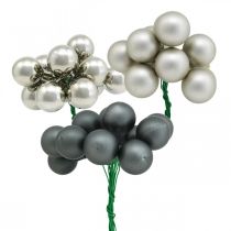 Prodotto Mini palline di Natale antracite, bacche specchiate argento Ø20mm 140 pezzi