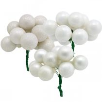 Mini palline di Natale marmorizzate bianche bacche a specchio assortite Ø25mm 140p